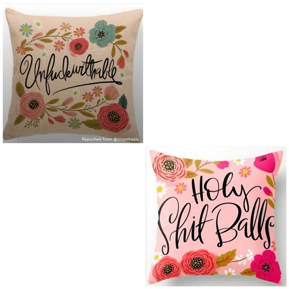 Other - ⚠️HOLD⚠️ NEW 2 x Square Pillow “Unfuckwithable”+1  other Cushion Cover Polyester